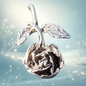 Vintage Sterling Silver 925 Rose Pendant Charm 3/4” Dainty Estate